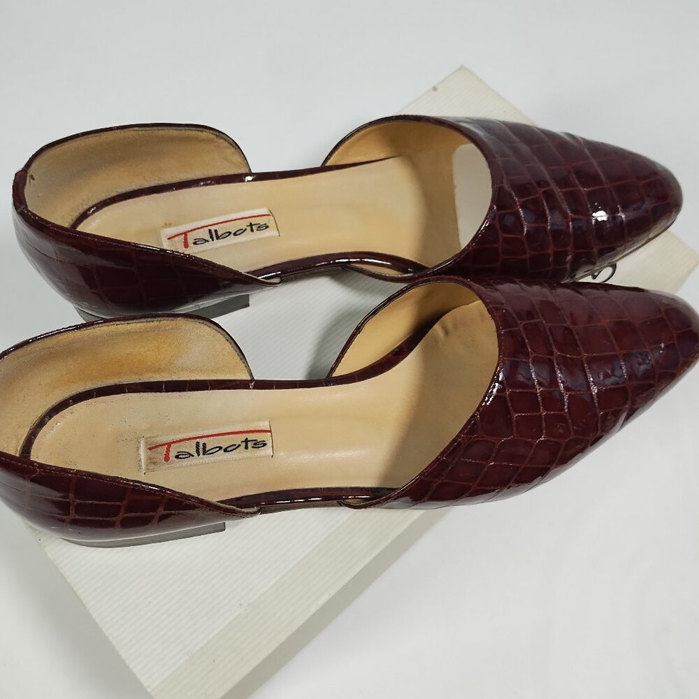Ladies Beautiful brown Print Talbots Point Toe Heels Size 10 M